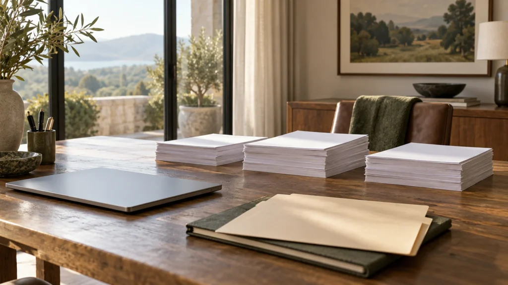 Abstract editorial illustration of family-office records flowing between accounting, investment and reporting systems.